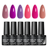 Peacecolor Nail Polish Set 6 Colors Gel Polish All Seasons Soak Off Manicure Kit Nail Art Design Salon at Home Gift