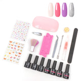 Dreamboat Gel Nail Polish Kit with U V light 4 Colors Gel Polish Set 3pcs Top Base Coat Nail Art Starter French Gel Manicure Kit Gifts for Women Girls