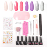 Dreamboat Gel Nail Polish Kit with U V light 4 Colors Gel Polish Set 3pcs Top Base Coat Nail Art Starter French Gel Manicure Kit Gifts for Women Girls