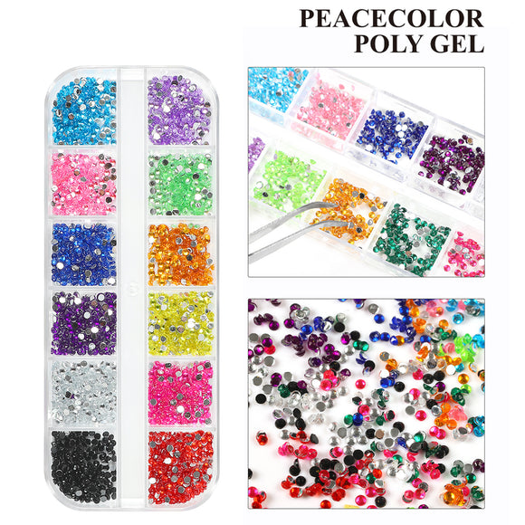 Peacecolor Poly Gel 12 Colors Of Nail Art Rhinestone Nail Decoration