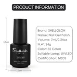 Shelloloh 7ml 6/10pc Nail Gel Soak Off Gel Pure Color Glitter Color Top Base Coat Set