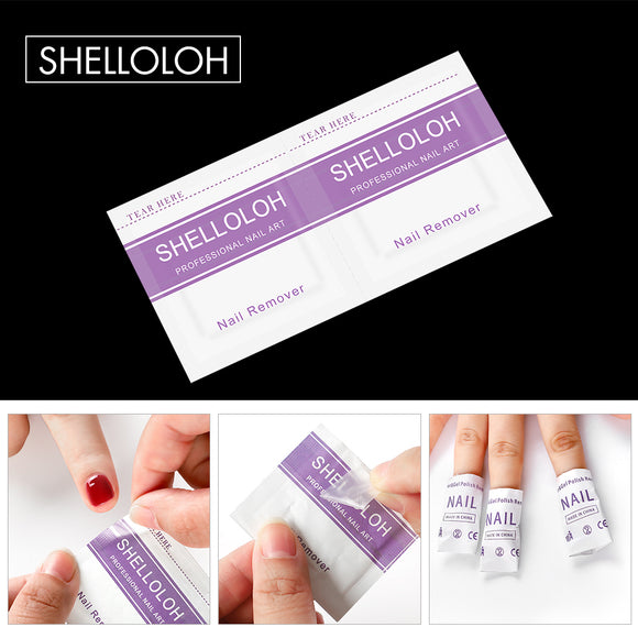 Shelloloh 1Set/2Pcs Nail Gel Remover Acetone Pad Nail Wraps Nail Art Nail Tools