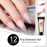 Shelloloh Poly Gel Set 15ml Quick Builder Gel Crystal Building Gel 30ml Cleanser Plus Quick Building Mold Tips Dual-End Nail Brush Nail Art Manicure