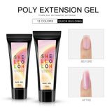 Shelloloh Poly Gel Set 15ml Quick Builder Gel Crystal Building Gel 30ml Cleanser Plus Quick Building Mold Tips Dual-End Nail Brush Nail Art Manicure