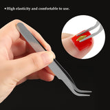 Shelloloh 6Pcs Stainless Steel Tweezers Professional Manicure Tools Precision Tweezers Anti-Static Nail Tools