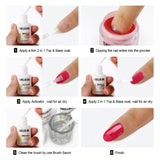 Shelloloh 6pc Dipping Powder Kit Nail File Nail Brush Manicure Tools Nail Art Pure Color Fast Setting Long Lasting Home Use