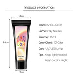 Shelloloh 6pc Poly Gel Kit 15ml Quick Builder Gel Nail Art Kit 36W UV/LED Lamp Decoration 30ml Cleanser Plus Manicure