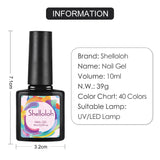 Shelloloh 10ml Nail Gel 6/8/10/12 Colors SetPure Color Glitter Color Gel Top Base Coat Soak Off Gel