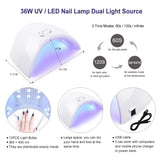 Shelloloh Nail Gel Polish Kit 36W UV/LED Lamp 10 Colors 7ml Gel Varnish Top Coat Base Coat Nail Art Manicure