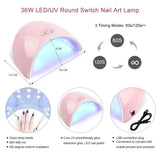 SHELLOLOH 36W UV LED Lamp Nail Dryer Lamp 60s/120s/Always-on Manicure Lamp