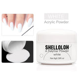 Shelloloh Acrylic Powder Pink Clear White Set Fast Setting Long Lasting Fast Building