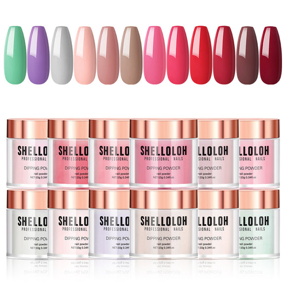 Shelloloh 2/6/8/10Pc Dipping Powder Set Pure Color Easy To Use Fast Setting Long Lasting Starter Set
