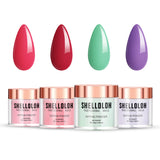 Shelloloh Fast Setting Dipping Powder Set 4/6pc Pure Color Starter Set Easy To Use Long Lasting