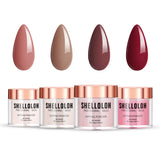 Shelloloh Fast Setting Dipping Powder Set 4/6pc Pure Color Starter Set Easy To Use Long Lasting