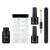 Shelloloh Poly Gel Tools 7ml Top Coat Base Coat 30ml Cleanser Plus Transparent Quick Building Mold Tips Dual-End Nail Brush