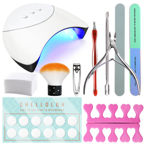 Shelloloh Manicure Tools Set 36W Nail Lamp Nail Cleaner Wipe Nail File Cuticle Tools Nail Art Tools Set Manicure Kit